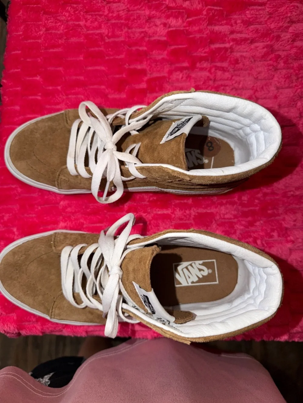 Vans Brown Suede High-Top Sneakers with White Side Stripe